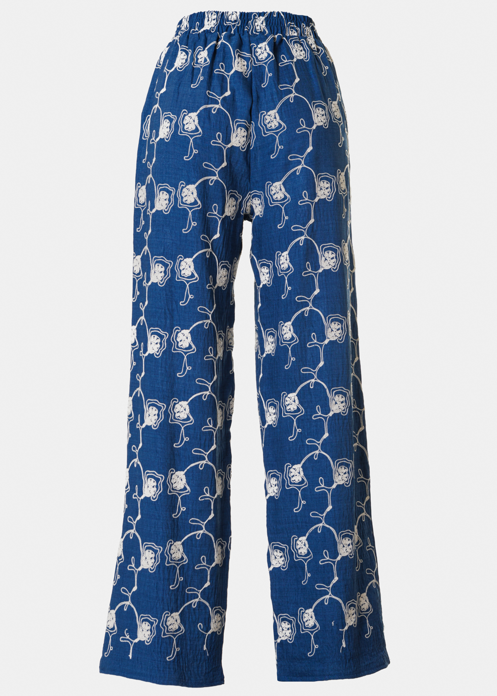 Blue Pants w/ Embroidered Anemones